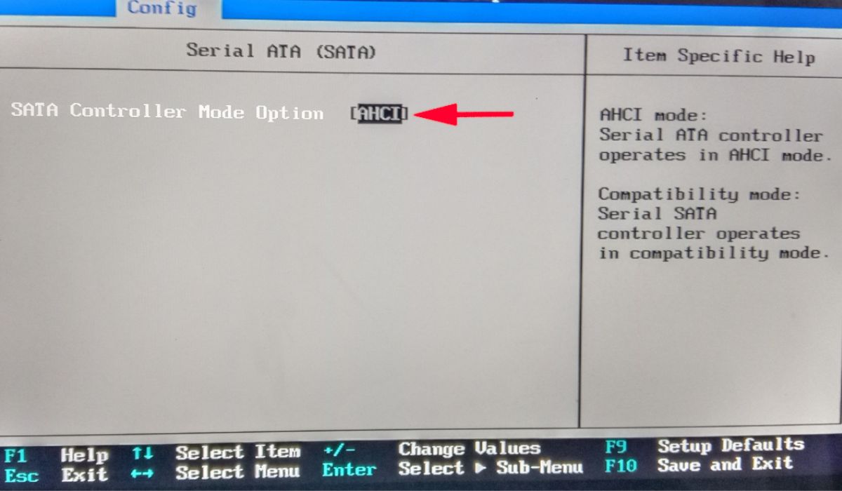 Adjusting the "Sata Controller Mode Option" in BIOS.