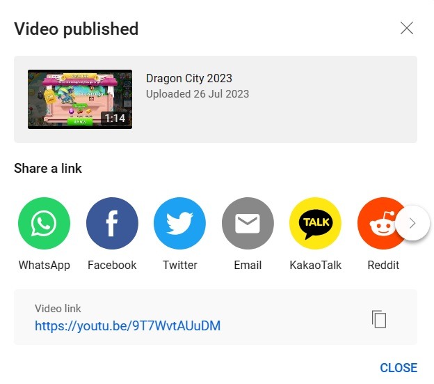 YouTube video published status visible on YouTube Studio.