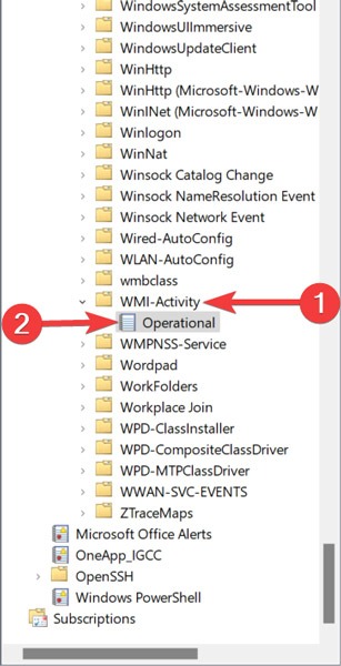Go To Wmi Activity And Then Operational