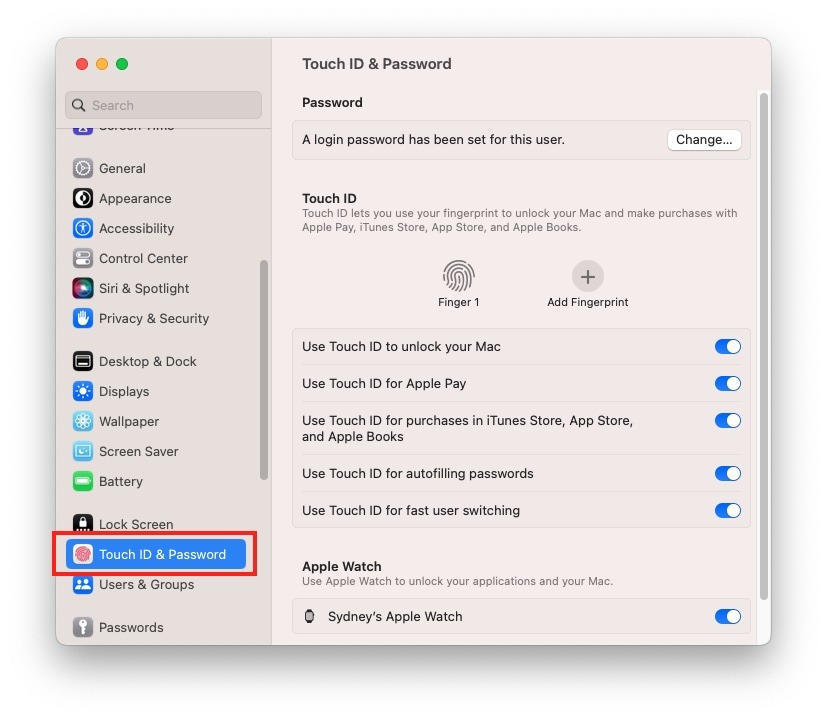 Macos Touchid Settings