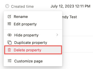 Delete a Property in Notion