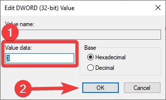 Setting value data for "Start" key in Registry Editor.