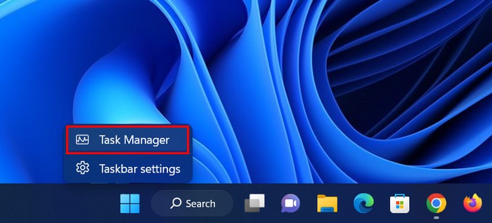 Right-click on taskbar and choose Task Manager.