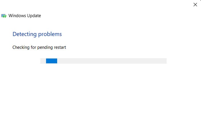Windows Update troubleshooter scanning for troubles. 