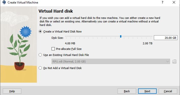 Virtualbox Virtual Hard Disk Section