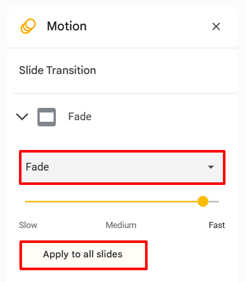 Slide Transition Options